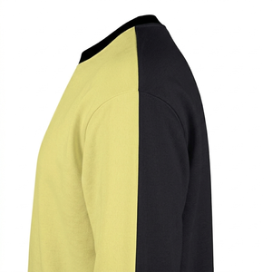 Sudadera de Invierno Bicolor con Contraste, Amarillo Pálido y Negro, Diseño Dividido, Venta al por Mayor, Sudadera Urbana para Hombre, Forro Polar Sólido Vertical - Product Image 3