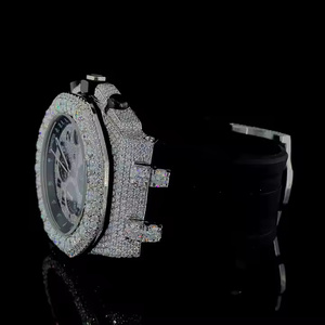 Montre à quartz de luxe tendance pour homme avec diamants Moissanite sertis, design style Hip Hop, haut de gamme - Product Image 4