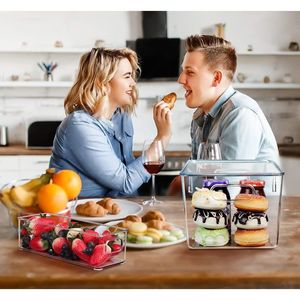 Set di 8 Contenitori in Plastica Trasparente, 4 Grandi e 4 Piccoli, Impilabili per l'Organizzazione della Dispensa - Product Image 2