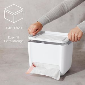 Dispenser per Sacchi della Spazzatura SinkSuite Bianco Maculato, Organizzatore per Sacchi con Coperchio Rimovibile per Cucina - Product Image 4