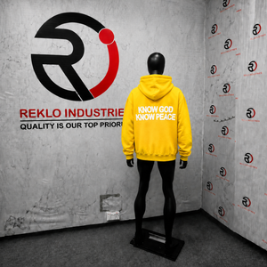 Sudadera con Capucha Gráfica Oversize Unisex Amarilla 'No God No Peace' Estilo Urbano Casual para Hombre y Mujer, Top con Capucha de Moda Atrevida - Product Image 4