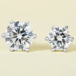 Pendientes de Diamantes de Corte Brillante Chapados en Rodio de Lujo, Joyería de Boda Unisex, Color E, Piedra Natural, Tachuelas Cuadradas, Oro Sólido de 18K - Product Image 4