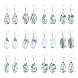 Boucles d'oreilles pendantes élégantes et luxueuses en argent sterling 925 plaqué jade vert naturel, accessoires féminins pour cadeau de fête - Product Image 1