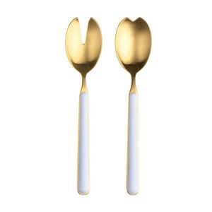 Contemporary Silver Plated Metal <b>Salad</b> <b>Server</b> For Stylish Dining Room Table Decor And Everyday Home Kitchen Use - Product Image 2