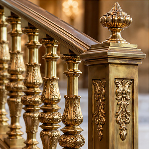 Barandilla de Escalera Regal con Balaustradas, Pernos Tallados Ornamentados y Postes Decorativos para Interiores Clásicos Grandiosos - Product Image 4