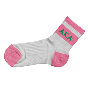 AKA Quarter Length Cotton <b>Socks</b> Athletic Casual Embroidered Fashion <b>Socks</b> for <b>Women</b> Pink Green <b>White</b> Color - Product Image 1