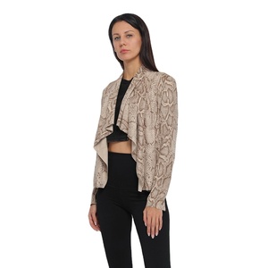 Elegant Women's Snake-Print Leather Jacket collar Leather Jacket with Belt Perfect for Casual and Professional Settings - Product Image 6