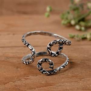 SHYAM JEWELRS Handmade 925 Sterling <b>Silver</b> Ethnic Swirl Arthritis <b>Ring</b>-<b>Adjustable</b> Oxidized Floral Splint Luxury Style Made - Product Image 1