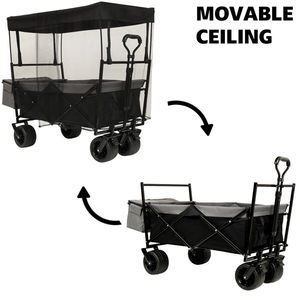 Chariot pliable léger 480 lb avec auvent, roues tout-terrain de 7 pouces, grande capacité, chariot de camping pliable, poussette - Product Image 3