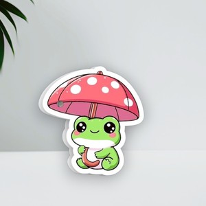 Outil de beauté écologique en acrylique de haute qualité pour extensions de cils, motif grenouille avec parapluie champignon, papillon et fleur - Product Image 1