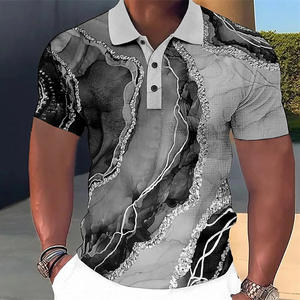 Polo en polyester anti-plis de haute qualité pour hommes, idéal pour le golf, t-shirts personnalisés en gros avec motif imprimé tricoté - Product Image 3