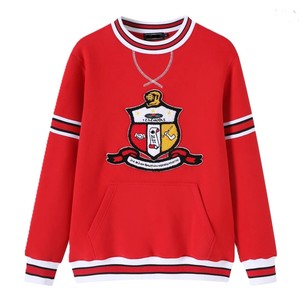 Sudadera unisex roja con cuello redondo y rayas blancas y negras, manga larga, informal, 100% algodón, para universidades y colegios. - Product Image 2