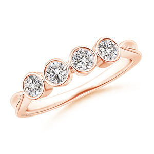 Anillo de compromiso y boda con diamante cultivado en laboratorio de talla cuadrada y engaste de cuatro piedras, en oro de 10K, 14K, 18K, plata de ley 925 y 935 - Product Image 3