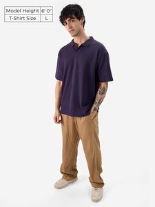 Polo en coton uni pour homme, taille plus, manches courtes, tissu Oxford décontracté, taille L - Product Image 1