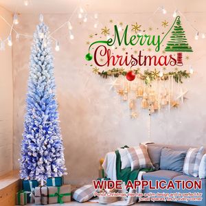 Albero di Natale a forma di matita sfumato blu da 2,1 m con 300 luci LED bianco caldo e 725 rami incernierati, design sottile, base in metallo - Product Image 5