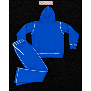 Conjunto Deportivo Personalizado Azul Rey para Hombre, Sudadera con Capucha y Cremallera Completa, Pantalones Jogger, Ropa Deportiva Casual de Dos Piezas - Product Image 6