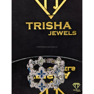 Pulsera Flower Link de Plata de Ley 925 con Diamantes Moissanite VVS de Corte Brillante, Estilo Hip Hop, Unisex, para Boda, de Trisha Jewels - Product Image 1
