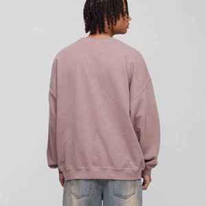 Sudadera de Cuello Redondo Extra Grande para Hombre, Color Sólido, Algodón, Felpa Francesa, Estilo Casual, Otoño, Manga Larga, Corte Regular - Product Image 3