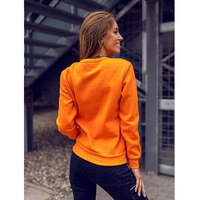 Pull à col rond en coton uni à manches longues pour femme, couleur orange, décontracté, sweat-shirt d'automne