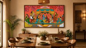 Nauka Vihar Pattachitra - Origine Orissa - Décoration suspendue pour salon intérieur - Product Image 1