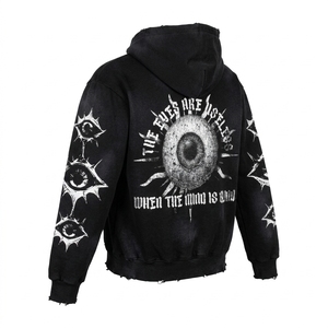 Sudadera con Capucha y Cremallera Oversize para Hombre, Diseño Gráfico, Mezcla de Algodón, Estilo Urbano, Ropa Casual, Unisex, Premium - Product Image 4