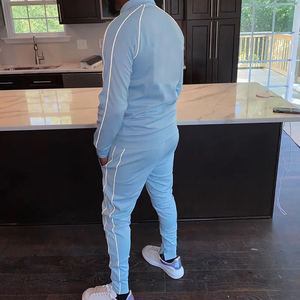 Men's Slim Fit Tracksuit Set Custom Sportswear <b>Zip</b> <b>Up</b> <b>Jacket</b> Jogger Pants Reflective Piping Athletic Training Wear OEM Wholesale - Product Image 4
