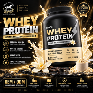 Concentré de protéines de lactosérum Elma Food 1KG Sans sucre ajouté 50 portions Formule de croissance musculaire BCAA Sans OGM Poudre de protéines - Product Image 1