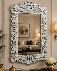High Quality Modern Decorative Dressing Mirror Stand Indian Handmade Bone Inlay Wall Mirror <b>Frame</b> Bone Inlay Material - Product Image 3