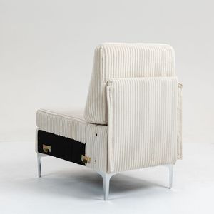 Poltrona Modulare Senza Braccioli in Velluto a Coste, Divano Sezionale con Cuscino, Sedia Singola per Soggiorno - Product Image 6