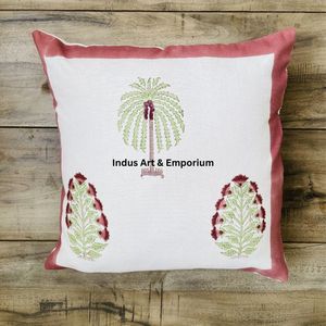 Funda de Cojín Cuadrada Decorativa de Lona de Algodón con Estampado a Mano Indio, 40 x 40 cm - Product Image 4