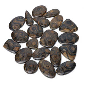 Vente en gros de cabochons en pierre précieuse naturelle Stromatolite Radha Arts, en vrac, pour bijoux, à dos plat, polis, pour la lithothérapie, provenance Rajasthan, 25-40mm - Product Image 2