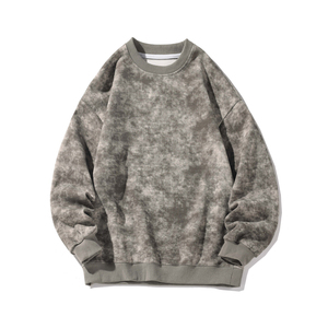 Sweat-shirt délavé tie-dye pour homme en polyester et coton, séchage rapide, col rond, manches longues, haut décontracté d'hiver léger, vente en gros - Product Image 2