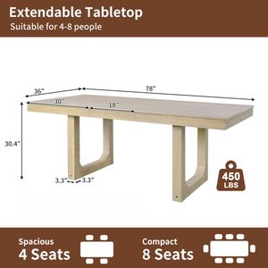 7-Piece Extendable <b>Dining</b> <b>Table</b> Set 18\" Move Leaf 78\" <b>Rustic</b> Wooden Kitchen <b>Table</b> <b>Farmhouse</b> Style 6 Piece Set for <b>Dining</b> Room - Product Image 2