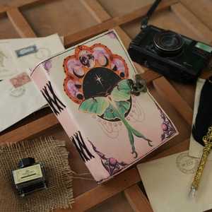 Handmade Pink Luna Moth Leather Journal with <b>Lock</b> - Product Image 3