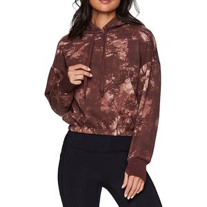New Style <b>Women's</b> Cropped Fleece Printed Sweatshirt <b>Hoodie</b> Sublimated Crop <b>Hoodie</b> with Thumb Holes - Product Image 1