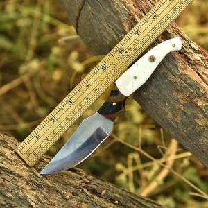 OEM DIY Damascus Steel Fixed Blade Hunting/Skinning <b>Knife</b> Straight Edge <b>Bone</b> <b>Handle</b> | Outdoor Camping <b>Knife</b> Leather Belt Sheath - Product Image 2