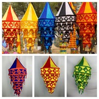 Lanternes de décoration de mariage bohèmes de luxe en coton indien, lampes pliables, suspensions colorées pour tentes, lustres de jardin