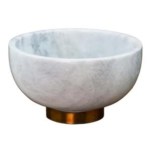 Cuenco de Mármol Blanco de Lujo con Acabado Dorado Hecho a Mano, Cuenco Decorativo de Mármol Blanco de Alta Calidad - Product Image 1