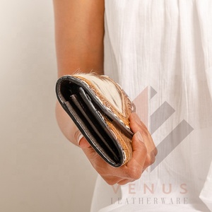 High Quality Women's Genuine Leather Purse Wallet Fashionable <b>Long</b> Design Clutch <b>Bag</b> with Open Closure and Decorative Feathers - Product Image 3
