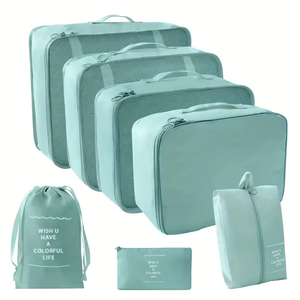Ensemble de 7 cubes de rangement de voyage vert menthe, organisateurs de bagages imperméables - Product Image 5