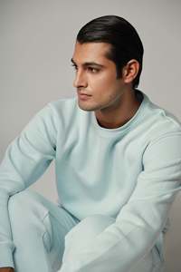Ensemble de survêtement en molleton bleu clair, sweat-shirt à col rond à manches longues et pantalon de jogging à la cheville, vêtements décontractés unisexes pour toutes les saisons - Product Image 3