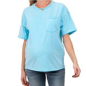 T-shirts de maternité 100% coton pour femmes enceintes, coupe ample, épaules tombantes, col rond, t-shirts d'allaitement respirants - Product Image 1