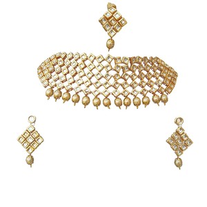 Women's Trendy Alloy Party Wear Engagement Anniversary Wedding Choker Earrings Set Copper 18K Gold Plated Zircon Jewelry - Product Image 3