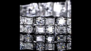 Luxury Emerald Cut Lab Grown Diamond Tennis <b>Bracelet</b> Double Row Alternating IGI Certified 14K Gold Rhodium Plated Custom Jewelry - Product Image 3