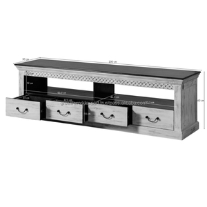 Mueble de TV Multifuncional de Madera Maciza de Estilo Europeo de Lujo a Precio Accesible 2026, Mueble de Madera de Mango con 4 Cajones para Sala de Estar - Product Image 1