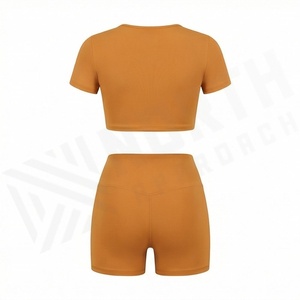 Conjunto de yoga de nailon de color personalizado, sujetador deportivo con espalda hermosa, leggings sin costura frontal, ropa deportiva al por mayor - Product Image 2