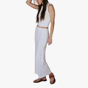Best Sale Women's <b>White</b> 2Piece <b>Set</b> Sleeveless Crop Top With Long Maxi Minimalist Spring Summer Outfit Beach Women Maxi Skirt <b>Set</b> - Product Image 3