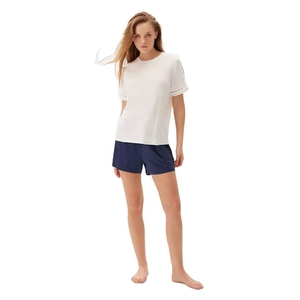 Womens New Design <b>Twin</b> <b>Set</b> Casual Solid Two Piece Summer Training Wear above Knee 2-Piece Shirt and Short <b>Set</b> For Womens - Product Image 4