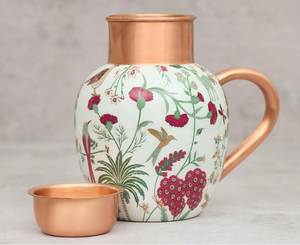 Copper Pitcher With Hammered Texture And Handle <b>Large</b> Capacity Home Drinkware - Product Image 4