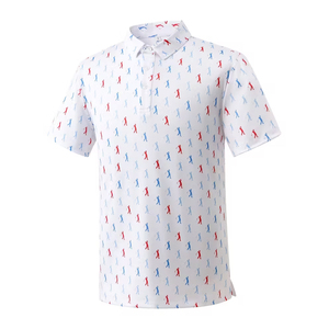 Chemise de golf en polyester tricoté à manches courtes pour hommes, athlétique, infroissable, imprimée par sublimation, respirante et à séchage rapide - Product Image 1